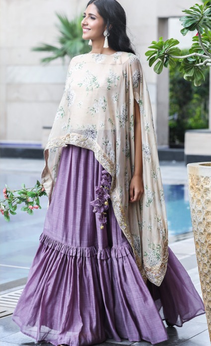 Cape Style Heavily Embroidered Blouse 